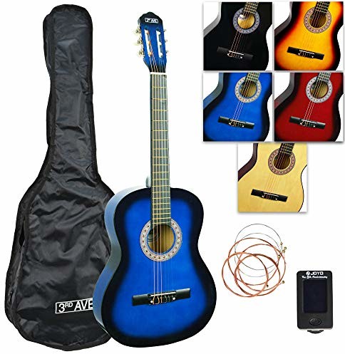 3rd Avenue 3rd Avenue pełny rozmiar klasyczny nylonowy sznur gitara zestaw z torbą, strunami i tunerem - Blueburst STX20ABBPK