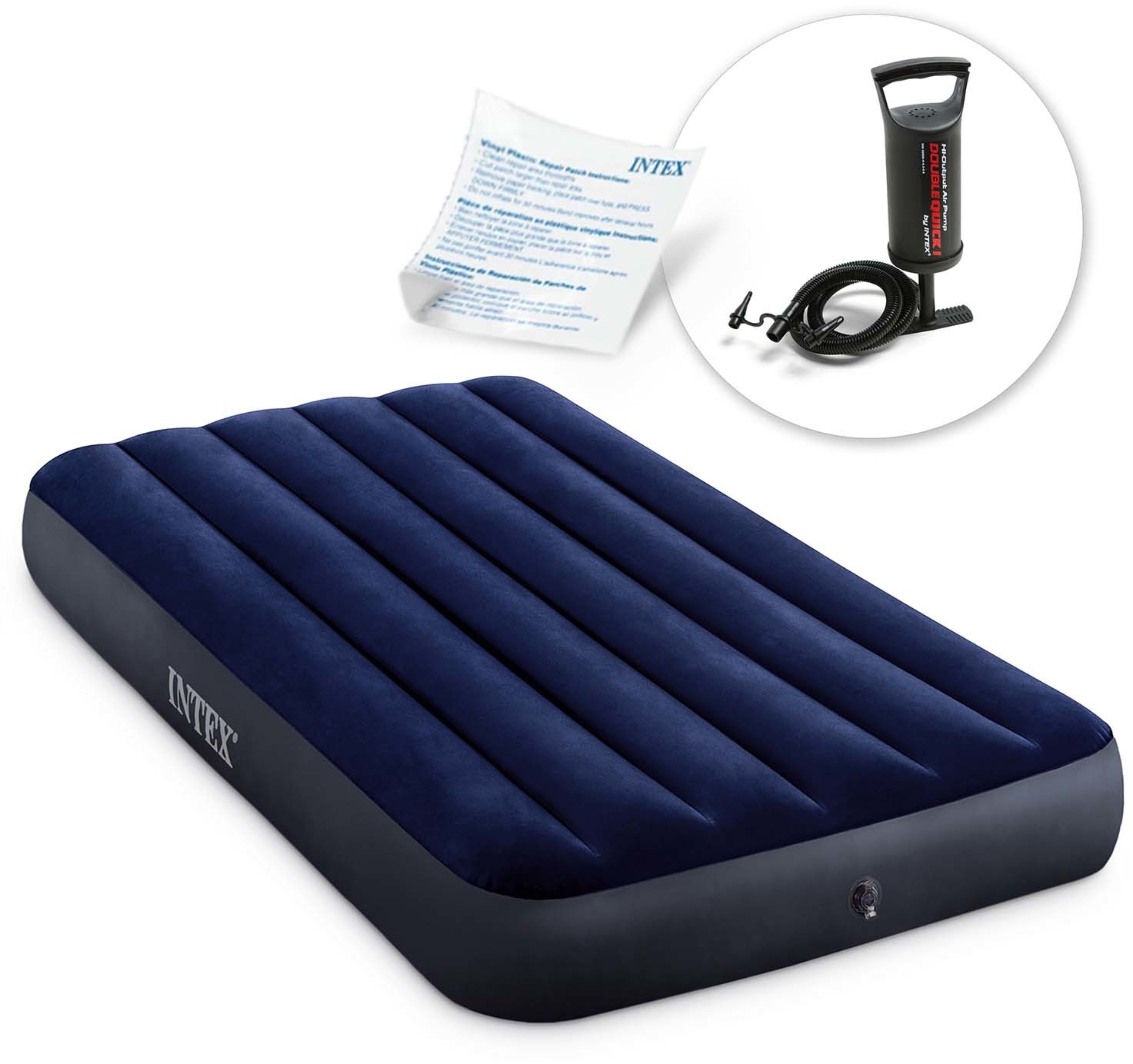 Intex Materac dmuchany jednoosobowy z pompką tłokową INTEX 64757 - 68612 64757-68612