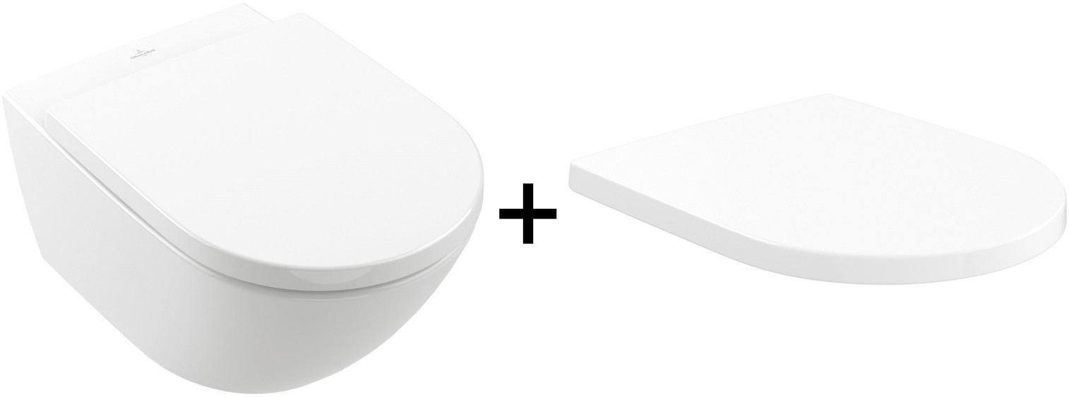 Villeroy & Boch Subway 3.0 Zestaw Toaleta WC 56x37 bez kołnierza + deska wolnoopadająca biała 4670T001+8M42S101
