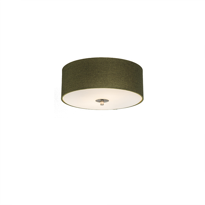 QAZQA Wiejska lampa sufitowa zielona 30 cm - Drum Juta