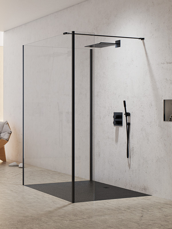 New Trendy New Modus Black Ścianka prysznicowa do kabiny Walk-in 120x200 cm z powłoką Active Shield profile czarne szkło przezroczyste EXK-0082