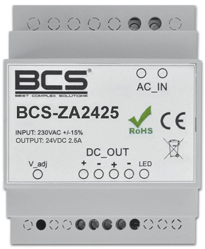 BCS ZA2425 Zasilacz 24V 2,5A ZA2425