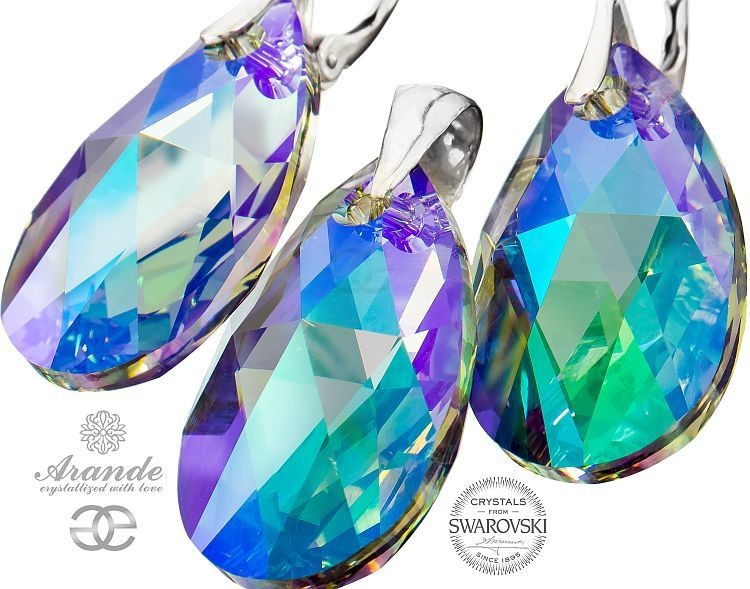 Arande NOWOŚĆ SWAROVSKI PIĘKNY DUŻY KOMPLET PARADISE SHINE 28MM SREBRO 700647