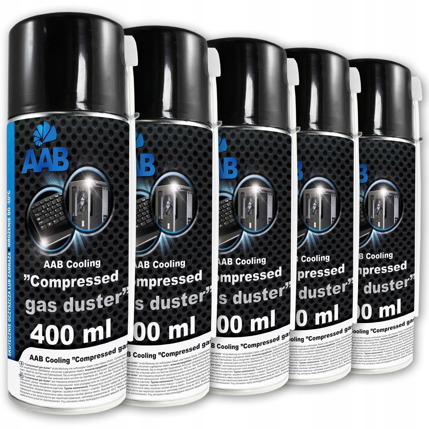 5x Aabcooling Sprężone Powietrze 400ml + 10x Rurka