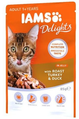 Iams Cat Adult All Breeds Turkey & Duck In Jelly 85 g DARMOWA DOSTAWA OD 95 ZŁ!