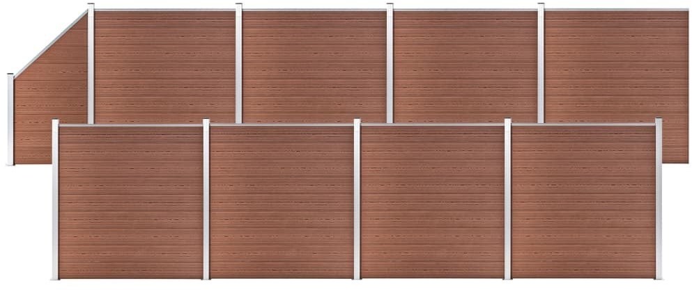 vidaxl Ogrodzenie WPC, 8 paneli kwadratowych, 1 skośny, 1484x186 cm 3053240