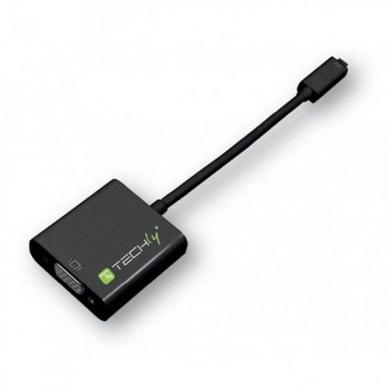 Techly Adapter micro HDMI (D) męski na VGA żeński, czarny, 10cm 302938