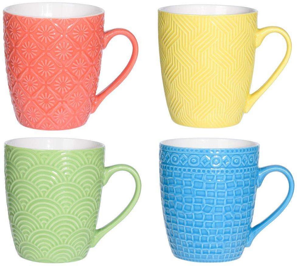 Excellent Houseware Kubek ceramiczny / zestaw komplet kubków NA PREZENT 4x 380 ml 124319