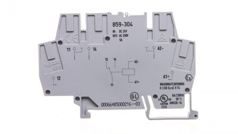 Wago Złączka szynowa z przekaźnikiem miniaturowym 24V DC 1P 859-304 859-304