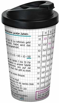 infinite by GEDA LABELS (INFKH) 12443 Szkoła Mathe duża 1x1 kawa do go, kubek termiczny, kubek wielorazowy, PP, biały/czarny