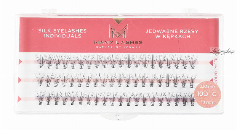 Many Beauty Many Beauty - Many Lashes - Silk Eyelashes Individuals - Jedwabne rzęsy w kępkach - 10D - 0,10 Standard - DC-10mm