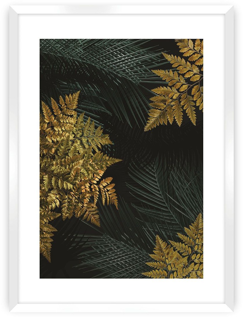 Dekoria Plakat Golden Leaves II 21 x 30 cm Ramka Biała 218D-000-51