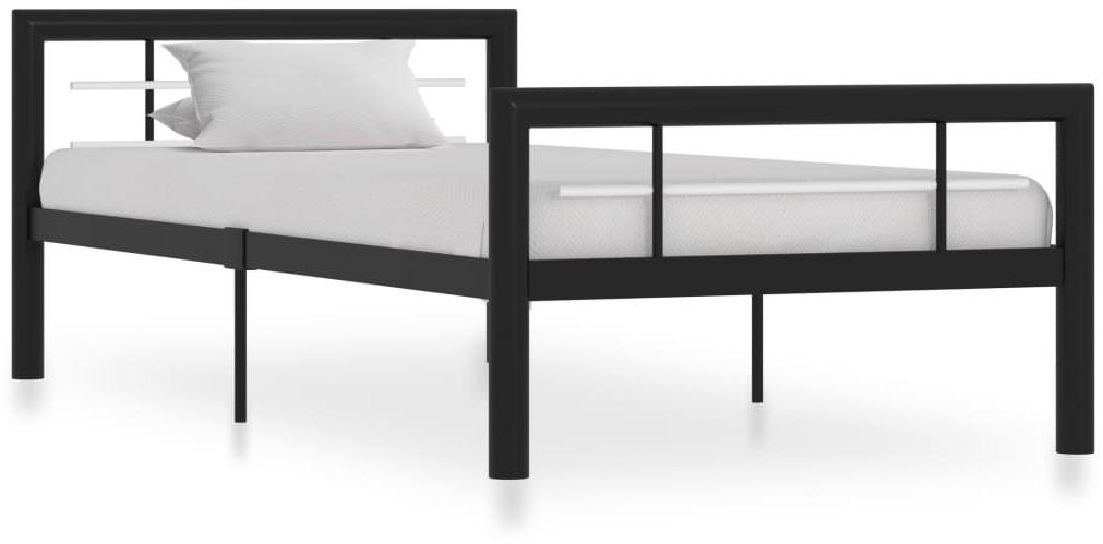 vidaXL Rama łóżka, czarno-biała metalowa, 100 x 200 cm