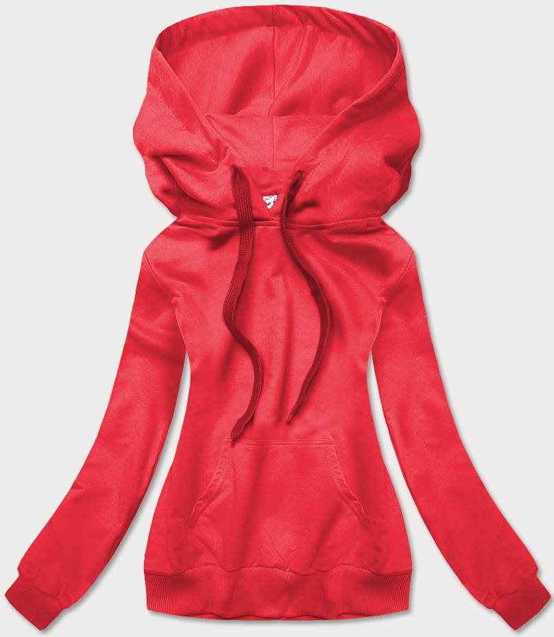 J.STYLE CIENKA DAMSKA BLUZA Z KAPTUREM CZERWONA (WB11001-18) - J.STYLE