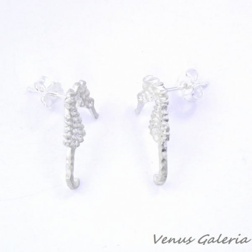 Kolczyki srebrne - Konik morski biały mały 1021