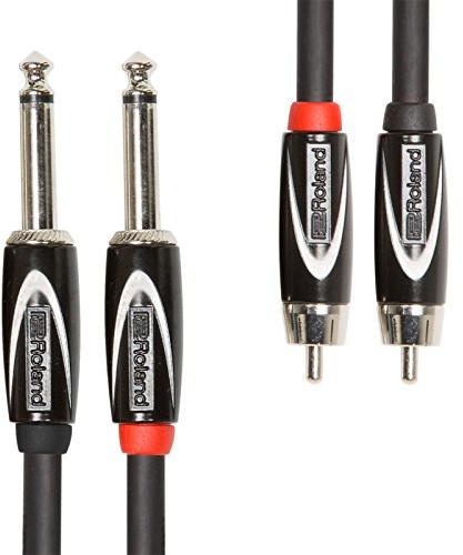 Roland Black Serie podwójny kabel połączeniowy 6,3 mm jack na cinch, długość: 4,5 m RCC-15-2R28 RCC-15-2R28
