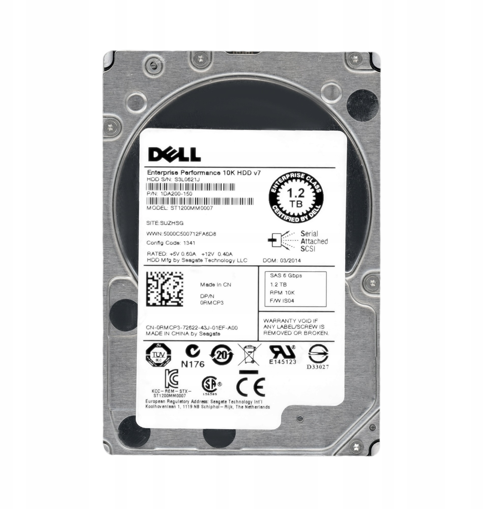Dell 0RMCP3 1.2TB 10K 64MB SAS-2 2.5' ST1200MM0007