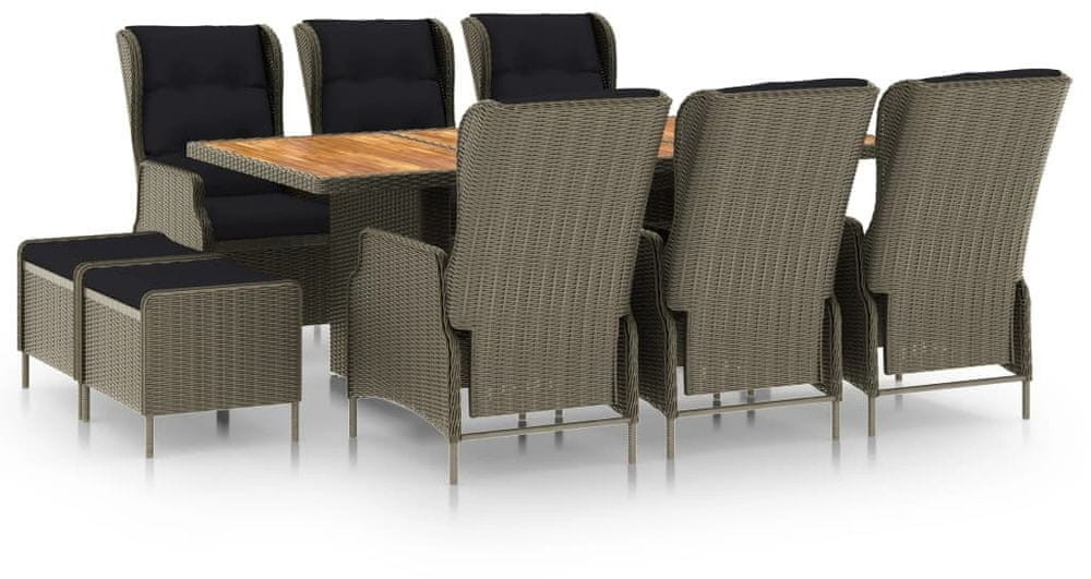 shumee shumee 9 cz zestaw mebli ogrodowych z poduszkami polirattan brązowy