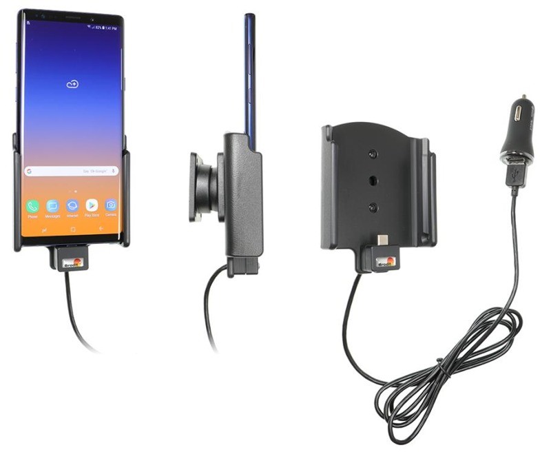 Brodit AB Uchwyt do Samsung Galaxy Note 9 z wbudowanym kablem USB oraz ładowarką samochodową. 721069