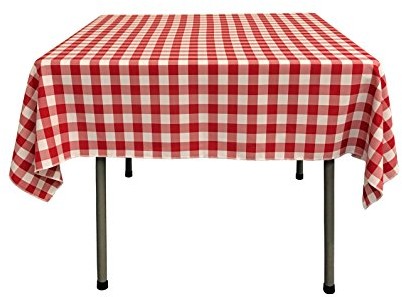 LA Linen La lnu w kratkę Overlay obrus, 58 dzięki 58-inch TCcheck58X58Red