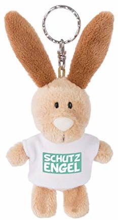 NICI NICI 44725 breloczek do kluczy zając z T-shirtem anioł stróż 10 cm, beżowy 44725
