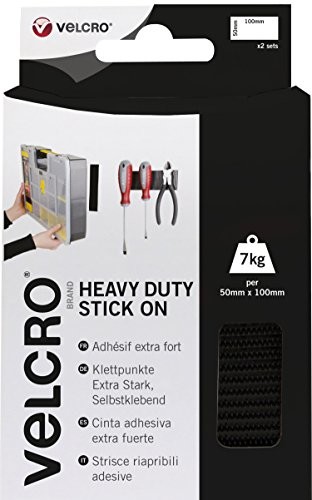 Velcro 2 zestawów Heavy Duty Stick On Strips 50 MM X 100 MM czarna  2 para zapięcie na rzep do naklejenia Extra Stark (szer. x dł.) 50 MM X 100 MM Czarny VEL-EC60239
