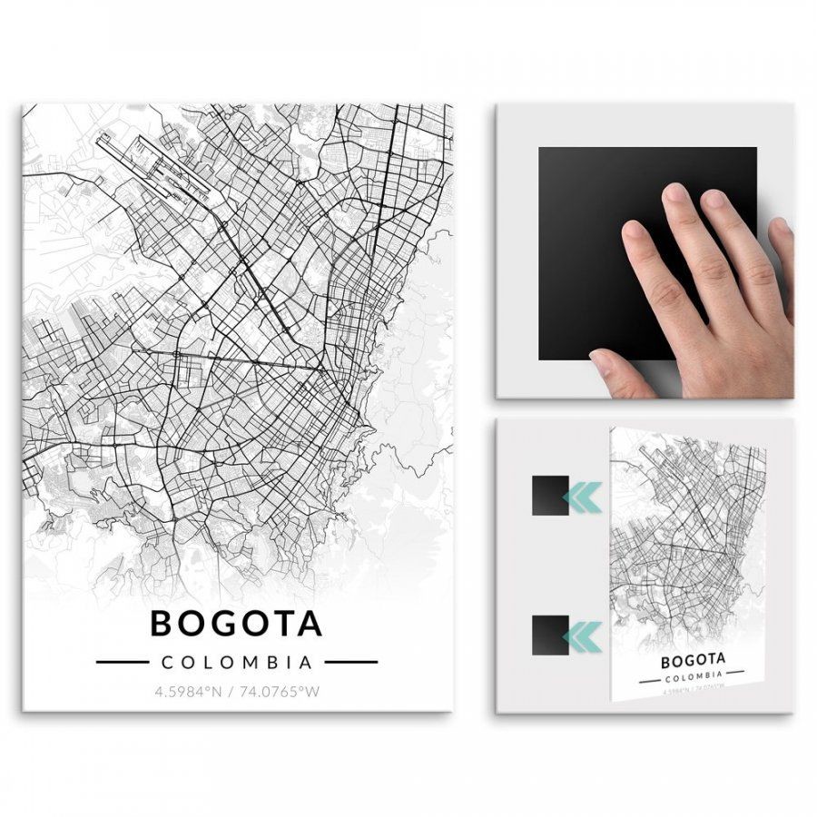Pix4home Plakat metalowy Mapa B&W Bogota M POS-M-03380