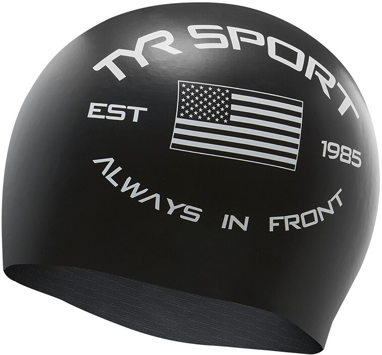 TYR Always in Front Silicone Swim Cap, czarny 2021 Czepki pływackie LCSAIF001