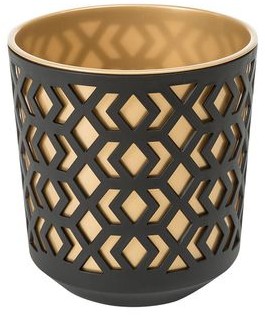 LAMELA Doniczka plastikowa 19.5 cm czarno-złota AZTEK