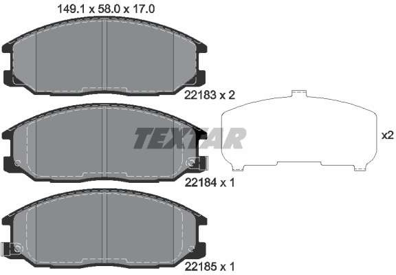 TEXTAR Klocki hamulcowe przód SSANGYONG REXTON W 12> 2218301
