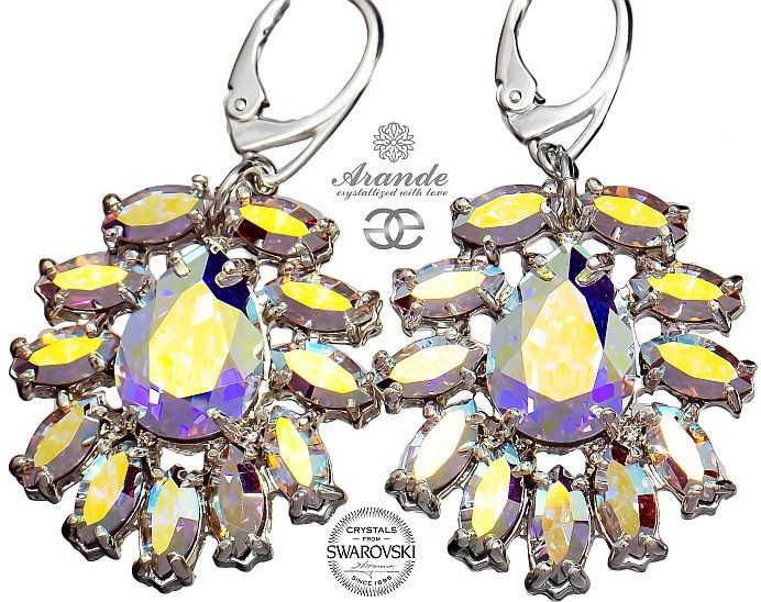 Swarovski Przepiękne Kolczyki Aurora AB Azure Srebro