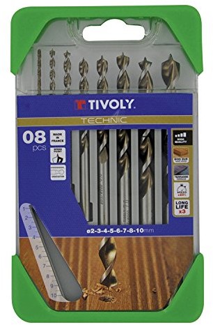 Tivoly Wiertło tivoly G11  Pack od 8 do drewna, gama Technic  2, 3, 4, 5, 6, 7, 8, 10 MM) 10864070001