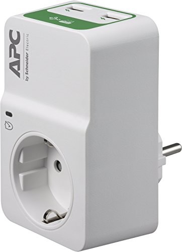 APC by Schneider Electric APC pm1wu2-GR Surge Protector adapter gniazda wtykowego z ochroną przed przepięciem i 2 wtyczka USB usgaengen Biały PM1WU2-GR