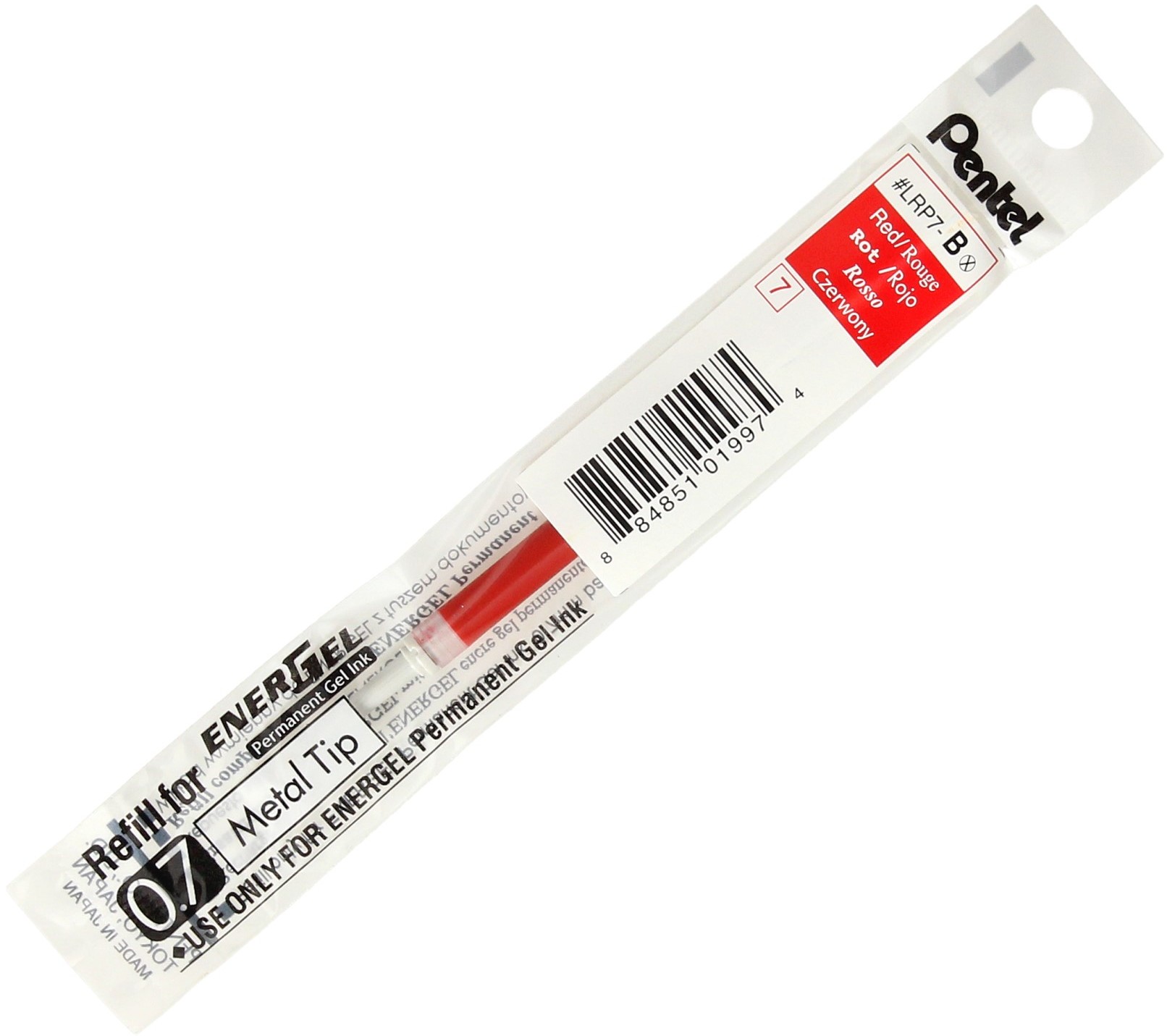 Pentel Wkład pióro kulkowe czerwony 0.7mm Energel BLP77