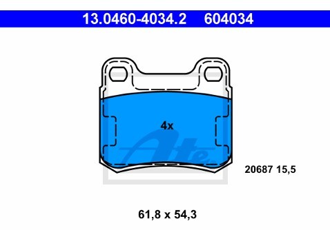 ATE Zestaw klocków hamulcowych, hamulce tarczowe 13.0460-4034.2
