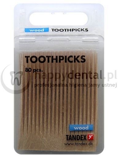 Tandex TANDEX Sticks Wooden 80szt. - profilowane wykałaczki (patyczki) drewniane