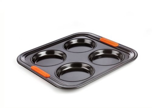 Le Creuset 94101200000000 nieprzywierająca forma do pieczenia formy do pieczenia na 4 Yorkshire Pudding, czarny 94101200000000
