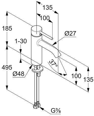 Kludi Bozz Bateria umywalkowa bez korka chrom 382820576