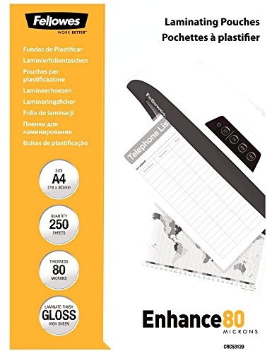 Fellowes 5312901 A4 foliami do laminowania (80 mikronów) w praktycznym Value Pack  sztuk 5312903