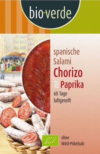 Inne BIO VERDE (sery, wędliny, humusy, Chorizo z papryką BIO - Bio Verde - 80g BP-4000915108422