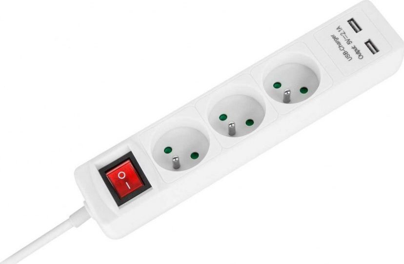 HBF Rebel sieciowy 3 gniazda + 2 USB 3 m URZ3202-3