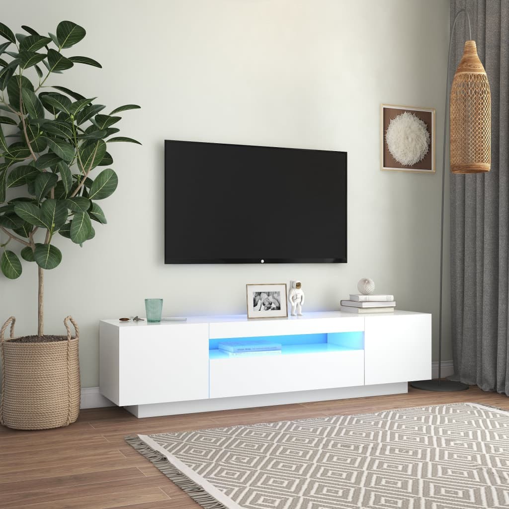 vidaXL Szafka TV z oświetleniem LED, biała, 160x35x40 cm