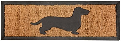 Esschert Design rb171 ze stopniem mata podłogowa mata gumowa/mata kokosowa jamnik drzwi, włókno kokosowe, guma, czarna; brązowy, 75 x 25 x 0.9 cm RB171