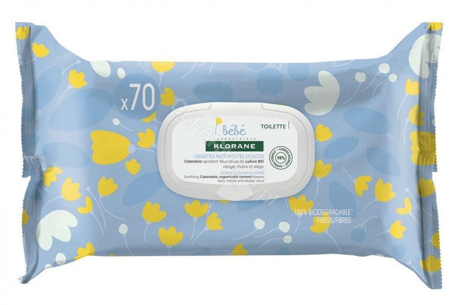 Klorane bebe chusteczki delikatnie oczyszczające x 70 szt