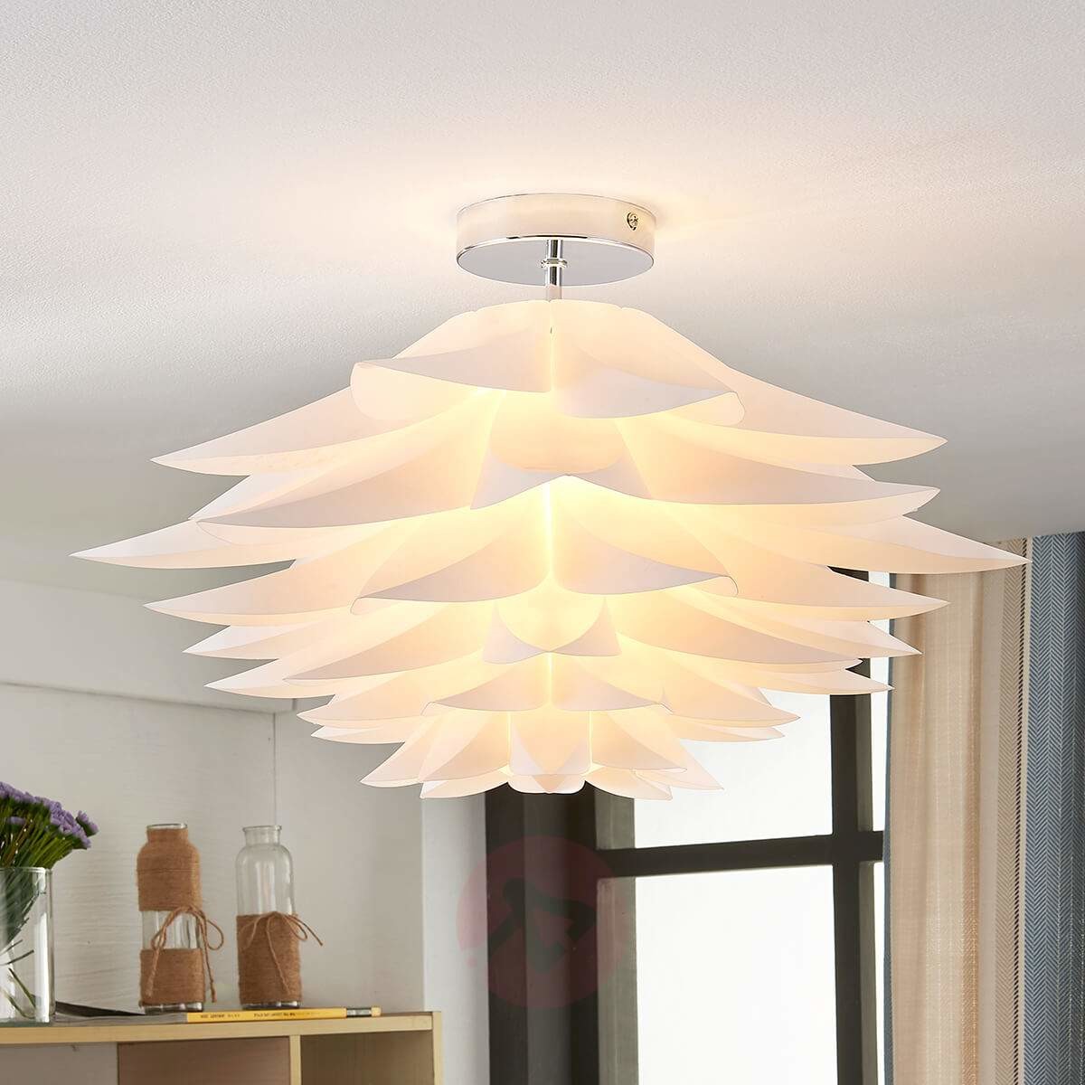 Lindby Designerska lampa sufitowa biała 50 cm - Rimon