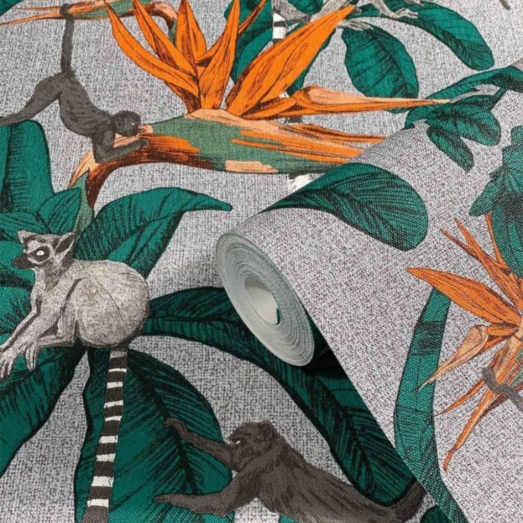 Noordwand Topchic Tapeta Monkey Jungle Leaves, zielono-szara