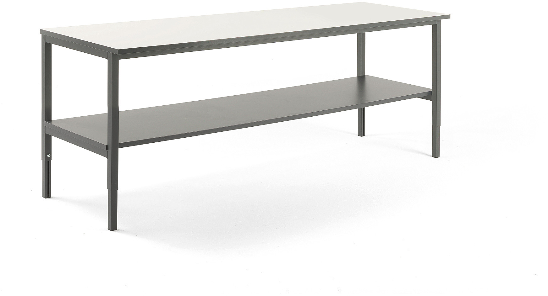 AJ Stół roboczy na kółkach dolna półka 2000x750 mm biały blat szara rama 202051