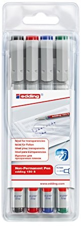 Edding 4  150  4 markery OHP 150 S, NON-Permanent, 0.3 MM, sortowane 4-150-4