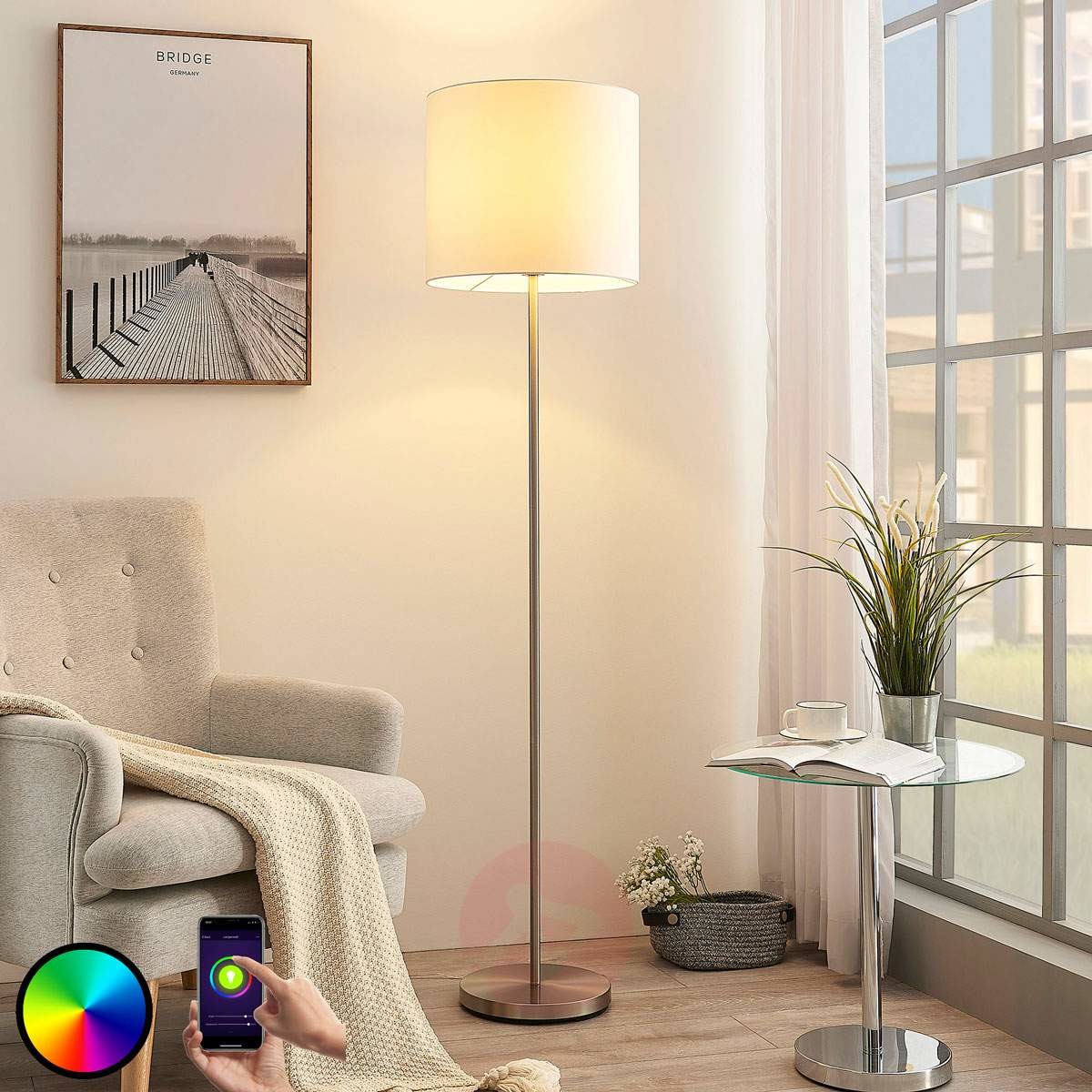 Lampenwelt com Lampa stojąca LED Everly, z aplikacją, RGB
