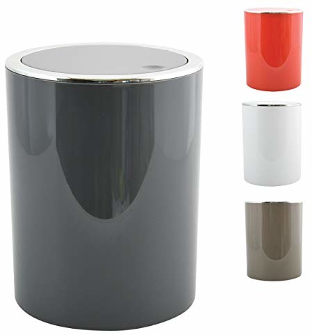 MSV Aspen łazienkowy kosz na śmieci, tworzywo sztuczne i chrom, otwierany na pedał nożny, 6l, wymiary ( x gł.) ok. 18,5 x 26cm, dostępny w 5 kolorach 145200